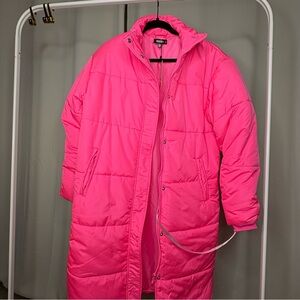 Missguided Hot Pink Puffer Coat